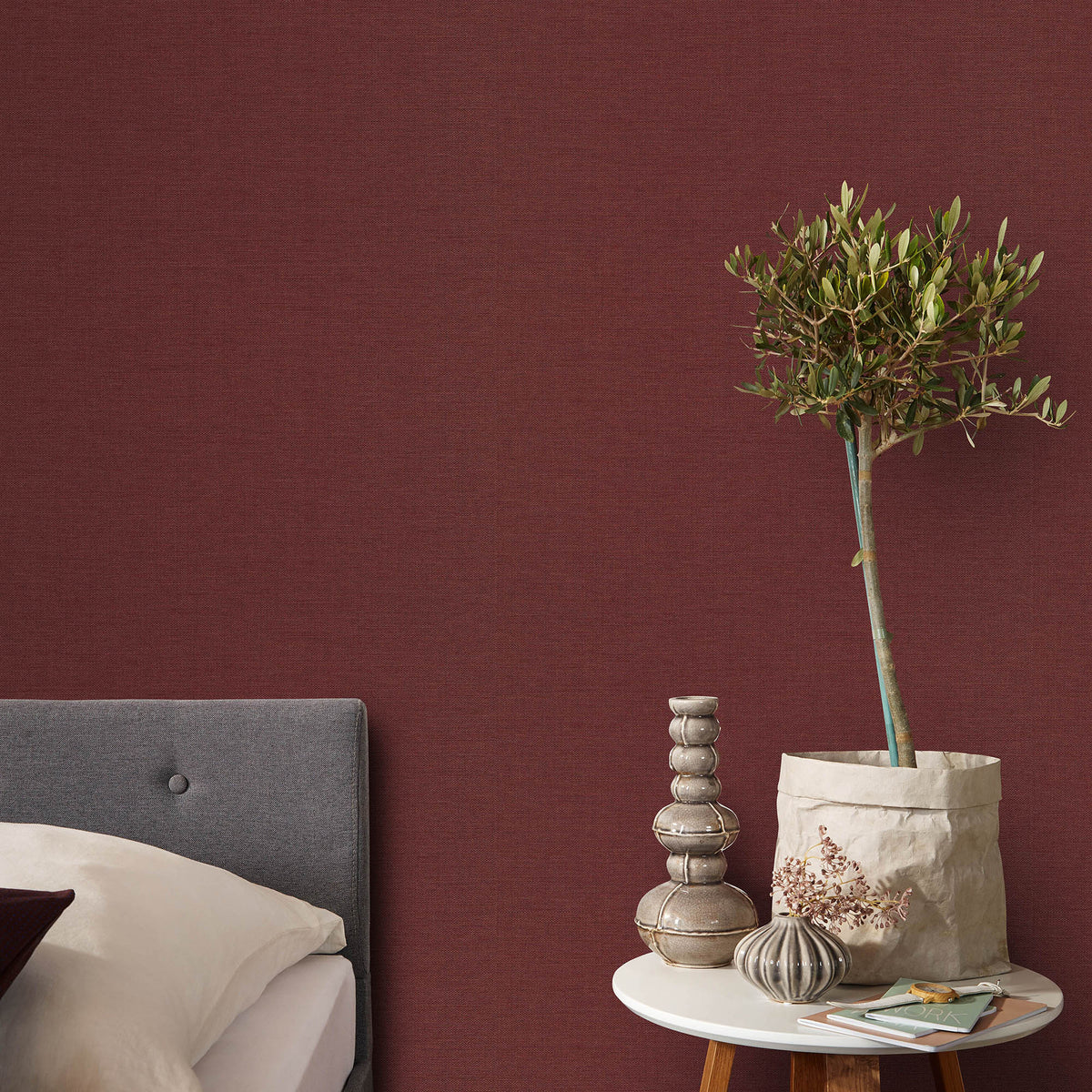Veer Decor Echo Jute Texture Red Wallpaper 8413-VRFW-AH4
