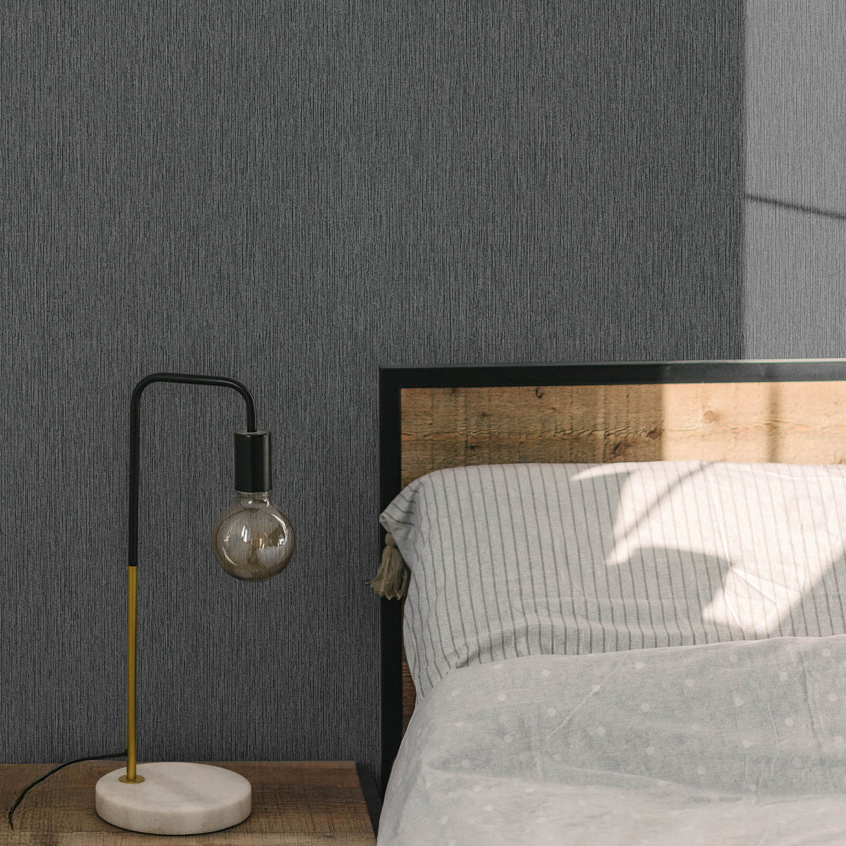 Veer Decor Soft Loom Stria Black Wallpaper 8413-VRFW-AI6