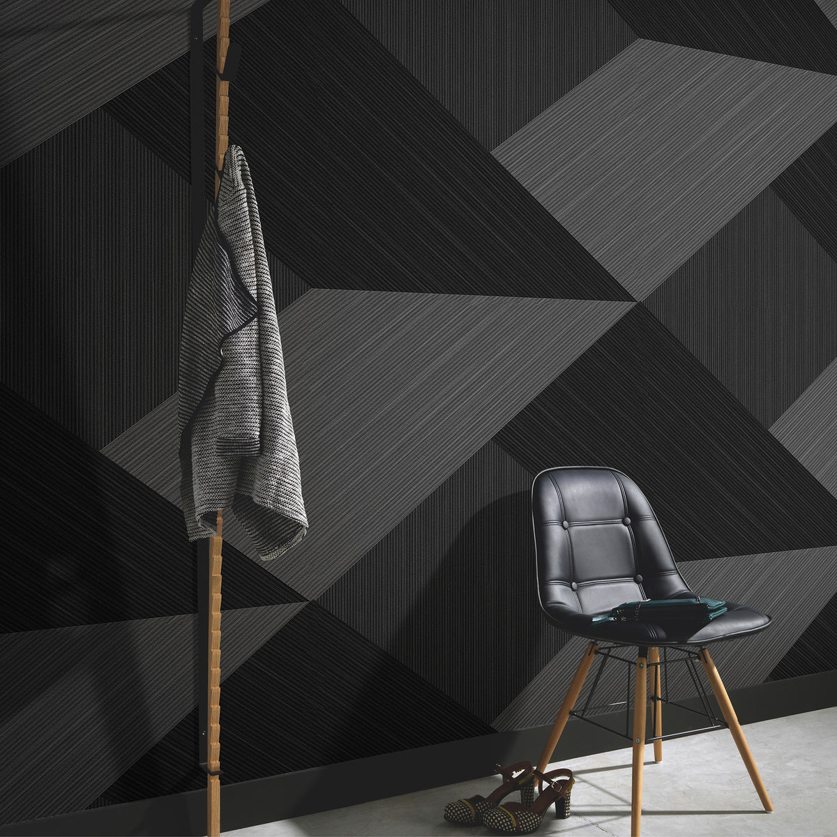Veer Decor Shadow Grid Black Wall Mural 8413-VRFW-AK