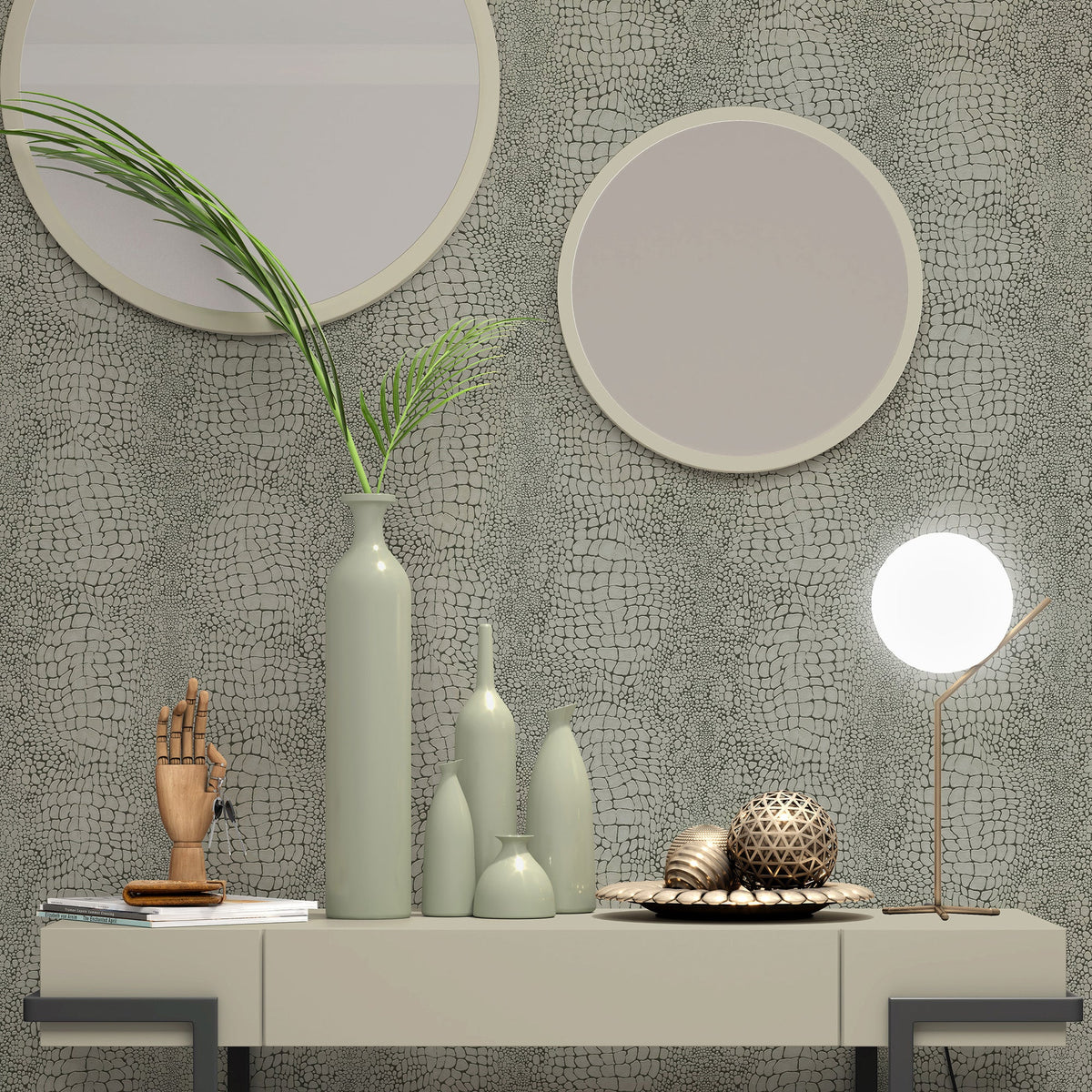 Veer Decor Scala Crocodile Skin Brown Wallpaper 8414-VRINC-A
