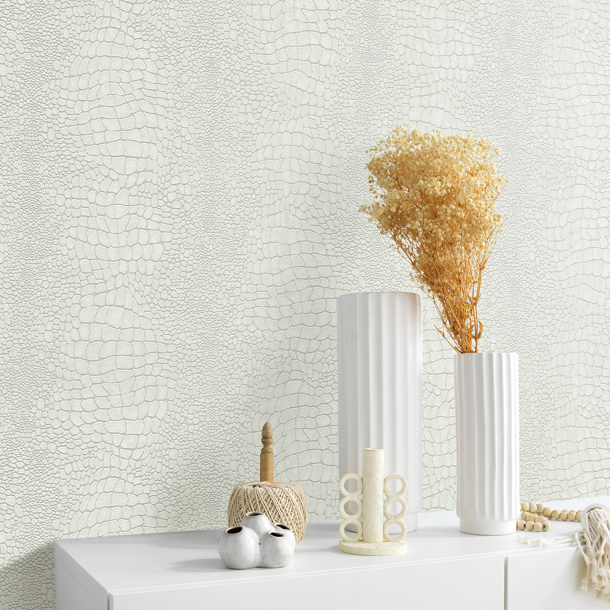 Veer Decor Scala Crocodile Skin Cream Wallpaper 8414-VRINC-A