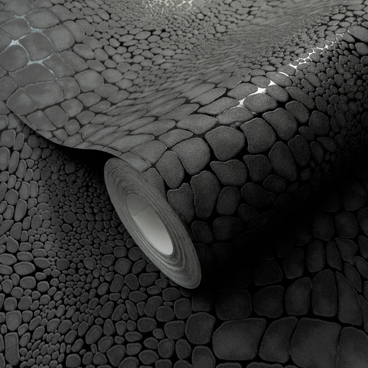 Veer Decor Scala Crocodile Skin Black Wallpaper 8414-VRINC-A