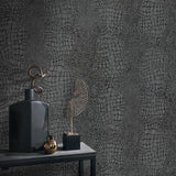 Veer Decor Scala Crocodile Skin Black Wallpaper 8414-VRINC-A