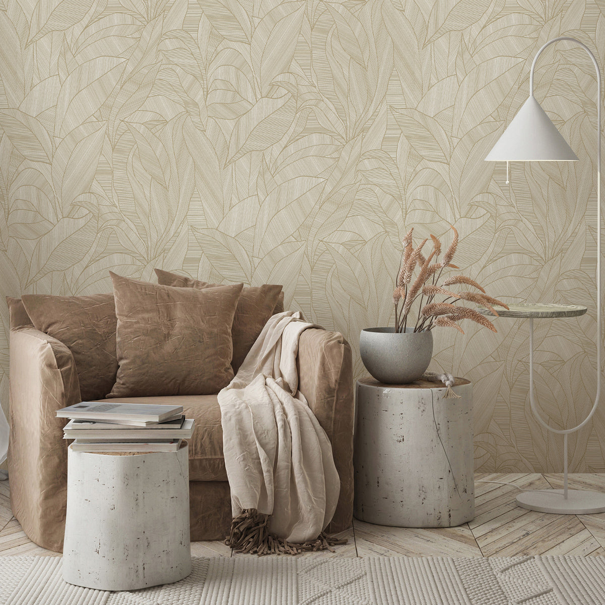 Veer Decor Silvana Leaves Brown Wallpaper 8414-VRINC-AB4