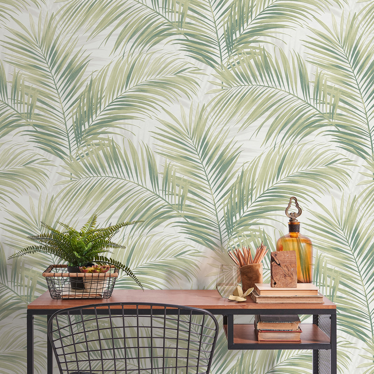 Veer Decor Calvado Palm Green Wallpaper 8414-VRINC-AC2