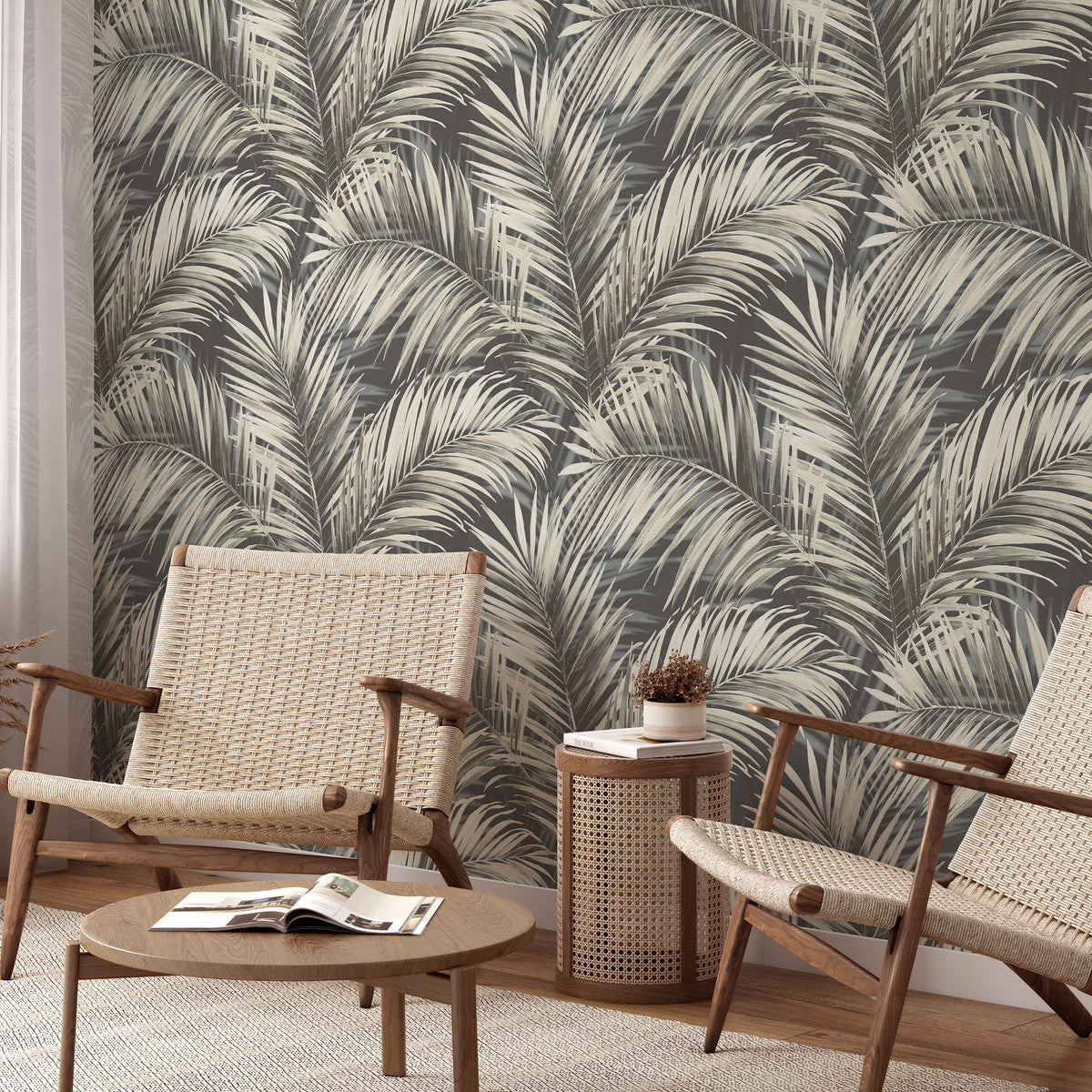 Veer Decor Calvado Palm Black Wallpaper 8414-VRINC-AC3
