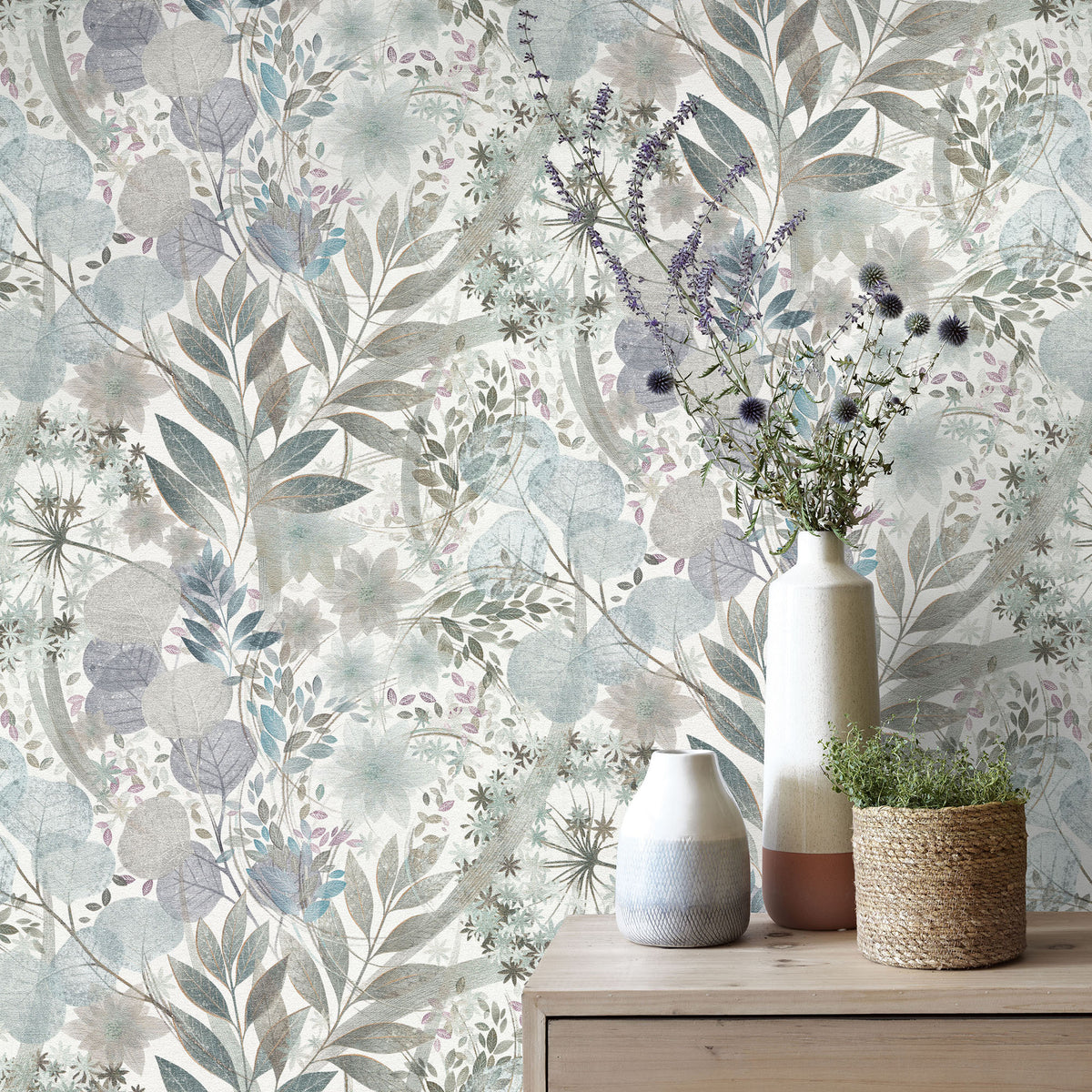 Veer Decor Secret Grove Blue Wallpaper 8415-VRSG-AB3