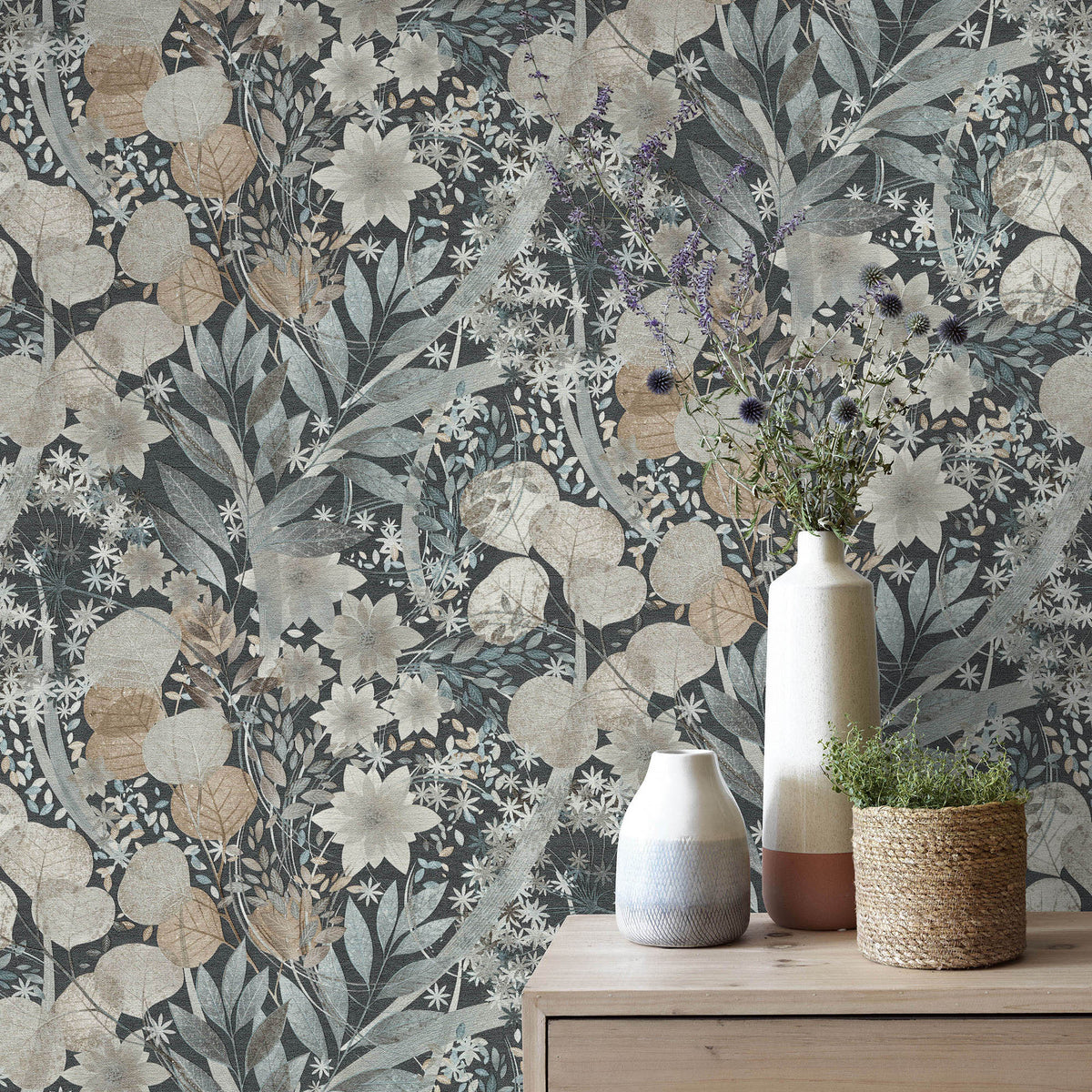 Veer Decor Secret Grove Navy Wallpaper 8415-VRSG-AB6