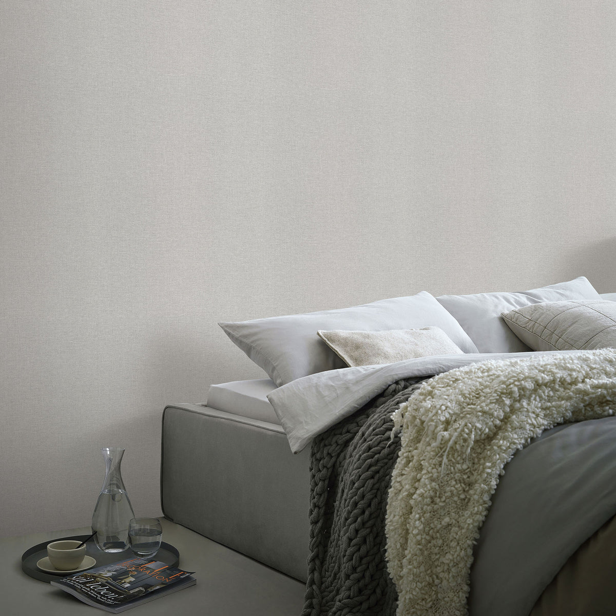 Veer Decor Linen Serenity Light Grey Wallpaper 8415-VRSG-AE1
