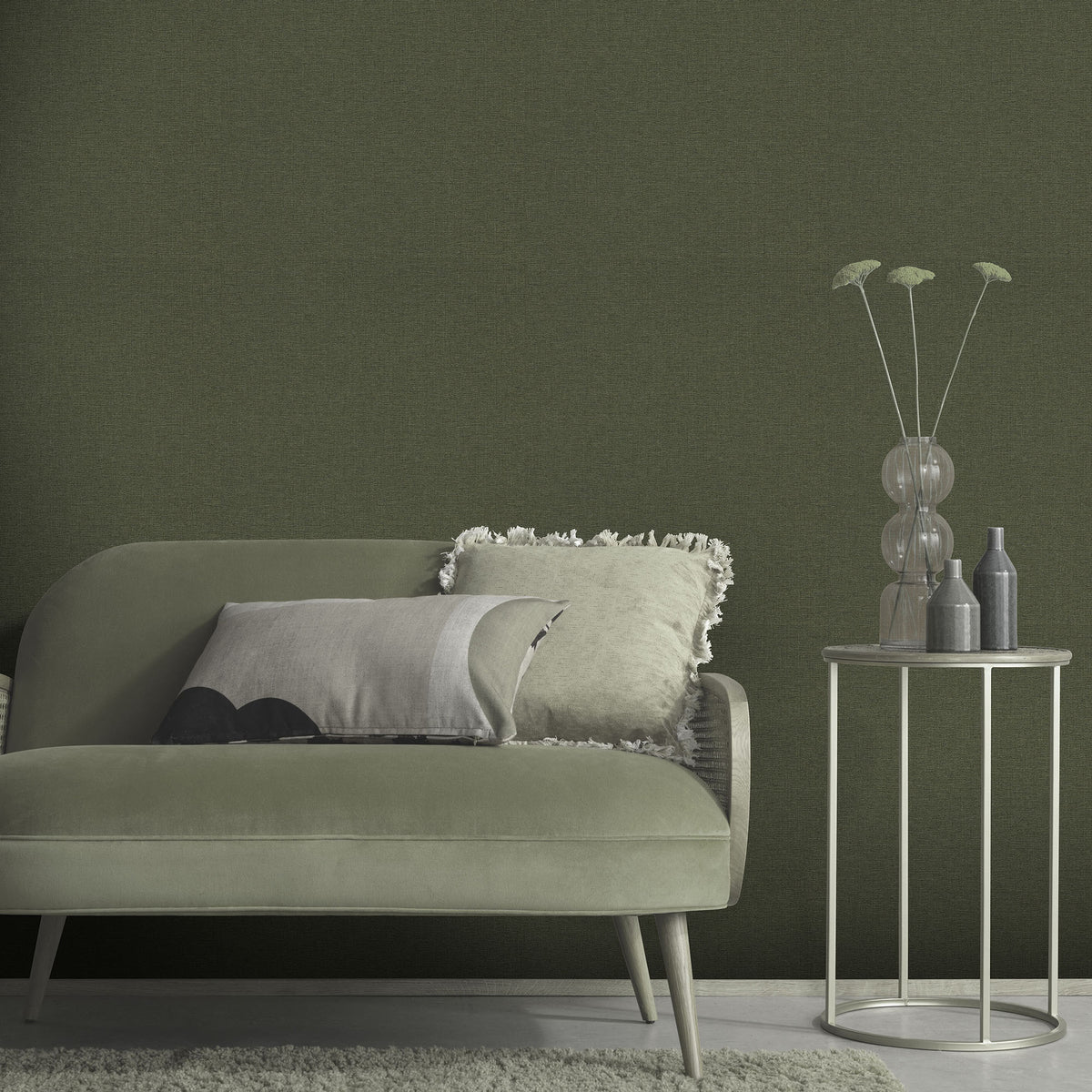Veer Decor Linen Serenity Green Wallpaper 8415-VRSG-AE14