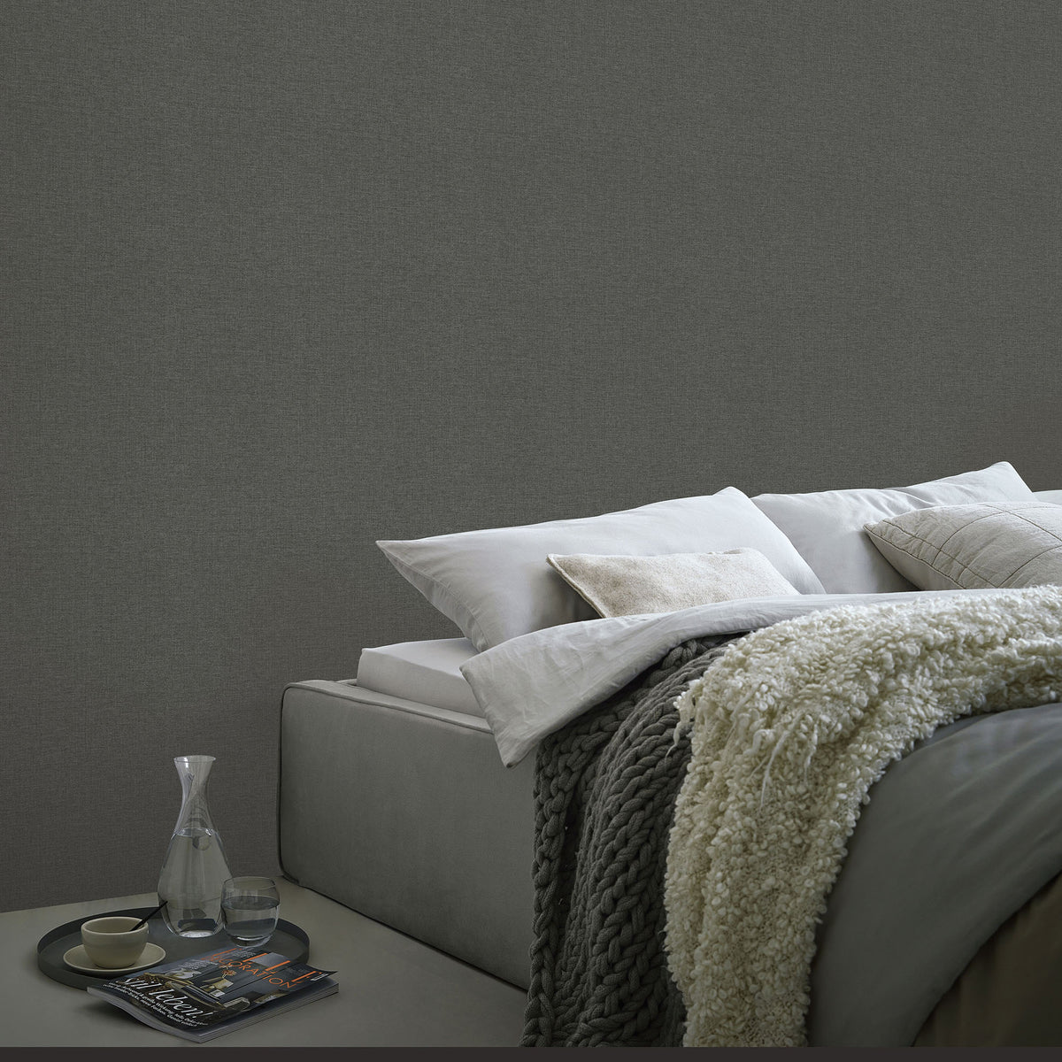 Veer Decor Linen Serenity Black Wallpaper 8415-VRSG-AE18