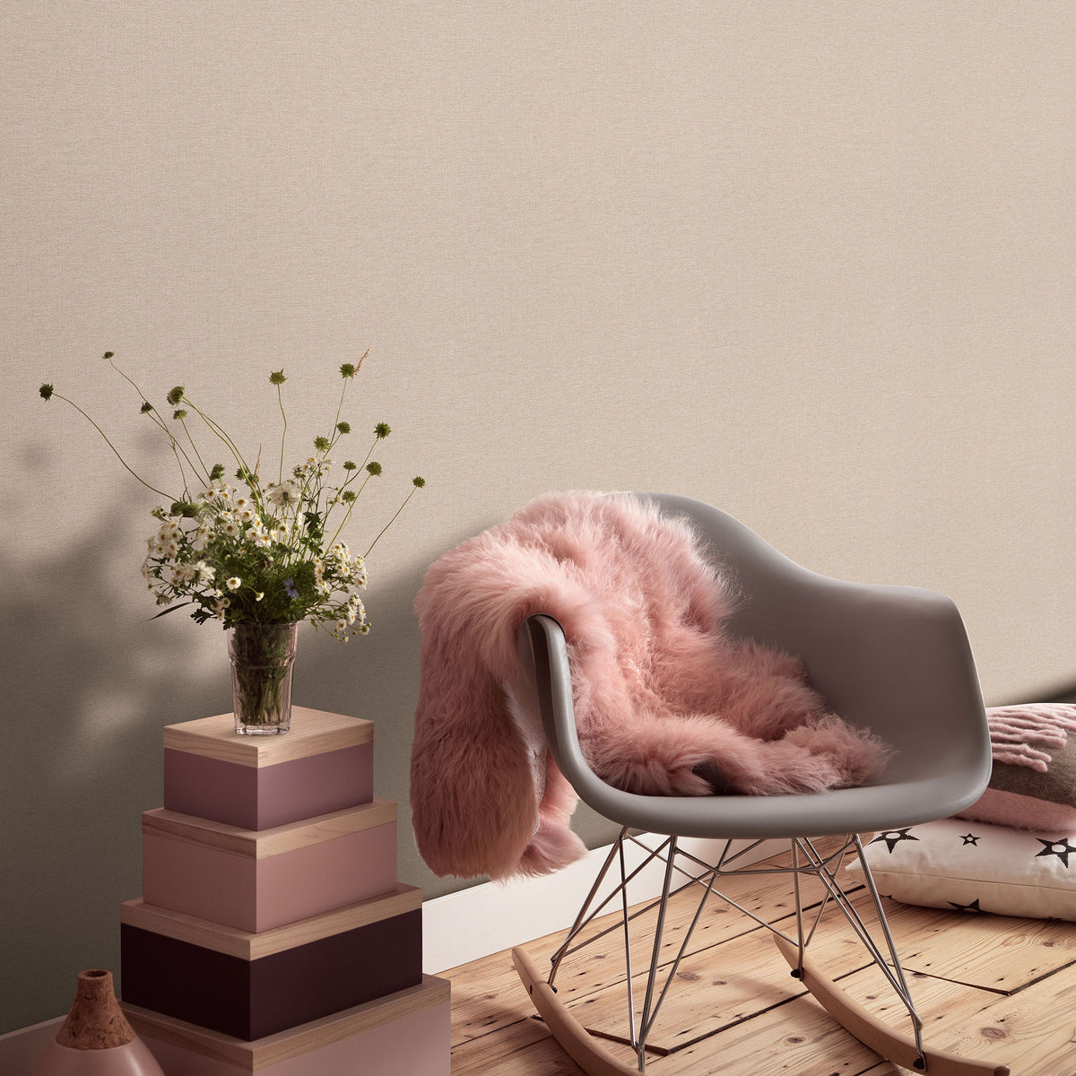 Veer Decor Linen Serenity Pink Wallpaper 8415-VRSG-AE3