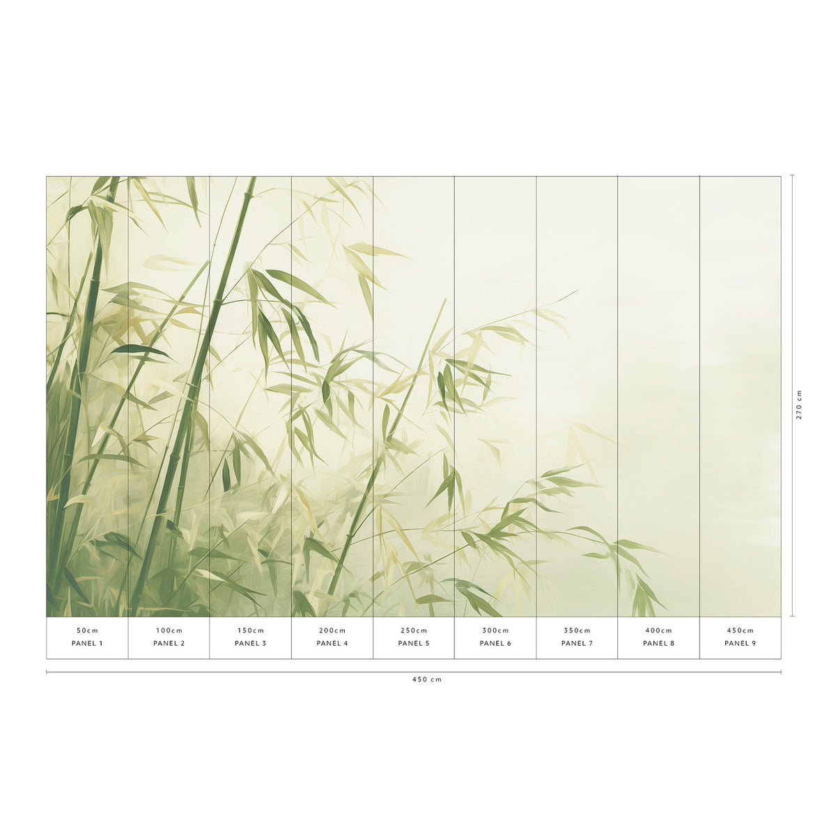 Veer Decor Bamboo Breeze Green Wall Mural 8416-VRZM-AB-2