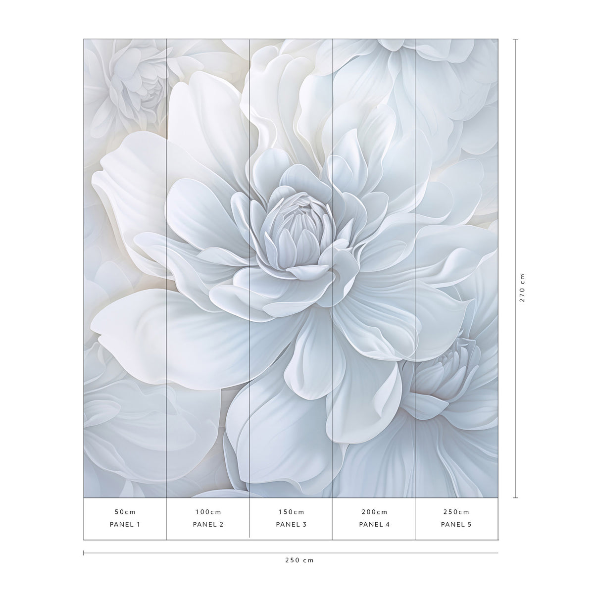 Veer Decor Pale Floral Beauty Grey Wall Mural 8416-VRZM-AC