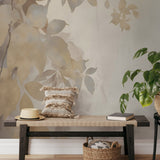 Veer Decor Afterglow Leaves Silver Wall Mural 8416-VRZM-AF-1