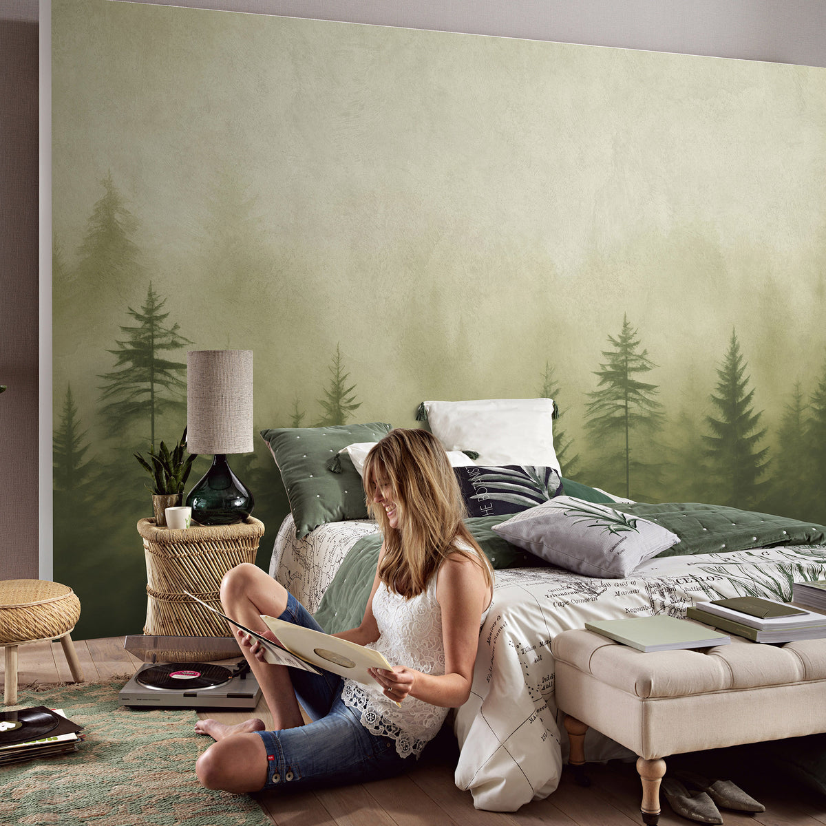 Veer Decor Silent Woods Green Wall Mural 8416-VRZM-AH-2