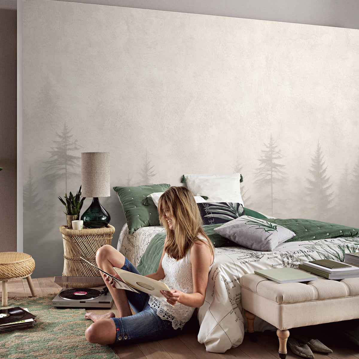 Veer Decor Silent Woods Cream Wall Mural 8416-VRZM-AH-3