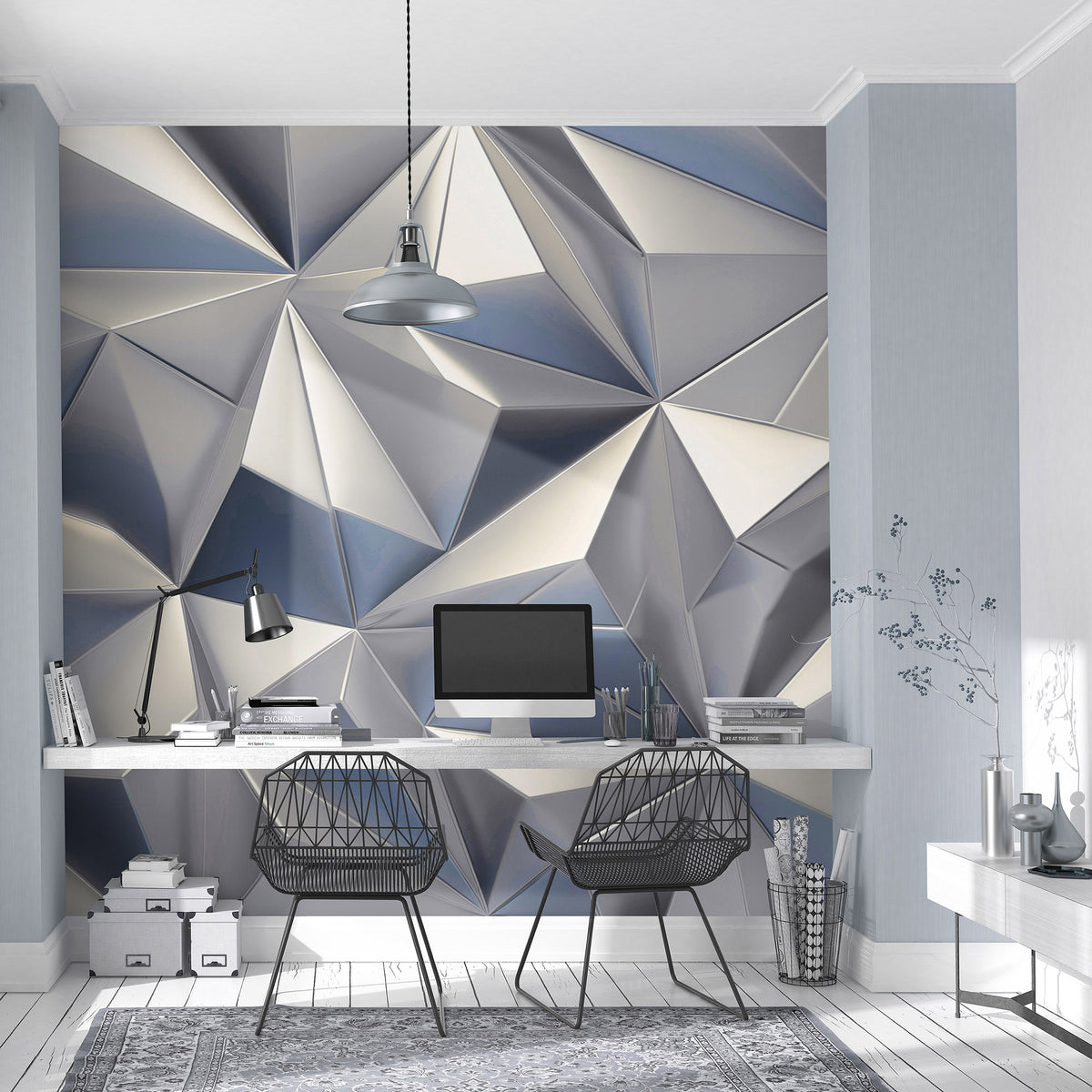 Veer Decor Silver Prism Silver Wall Mural 8416-VRZM-AI