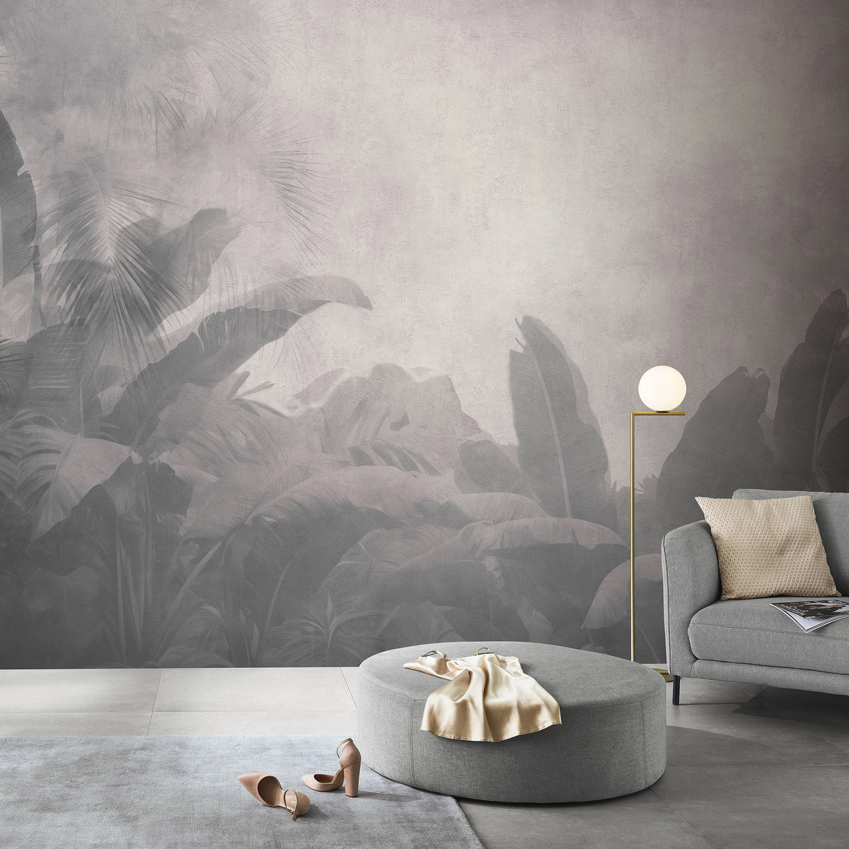 Veer Decor Tropical Haze Grey Wall Mural 8416-VRZM-AK-2