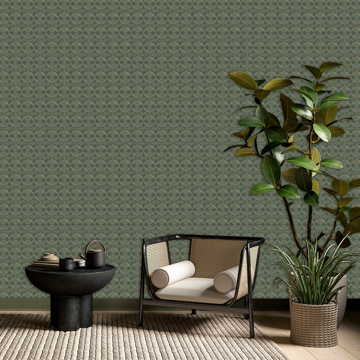 Veer Decor Ornament Green Wallpaper 8421-ANT-AD2