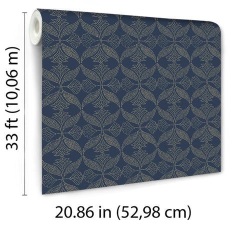 Veer Decor Ornament Navy Wallpaper 8421-ANT-AD3