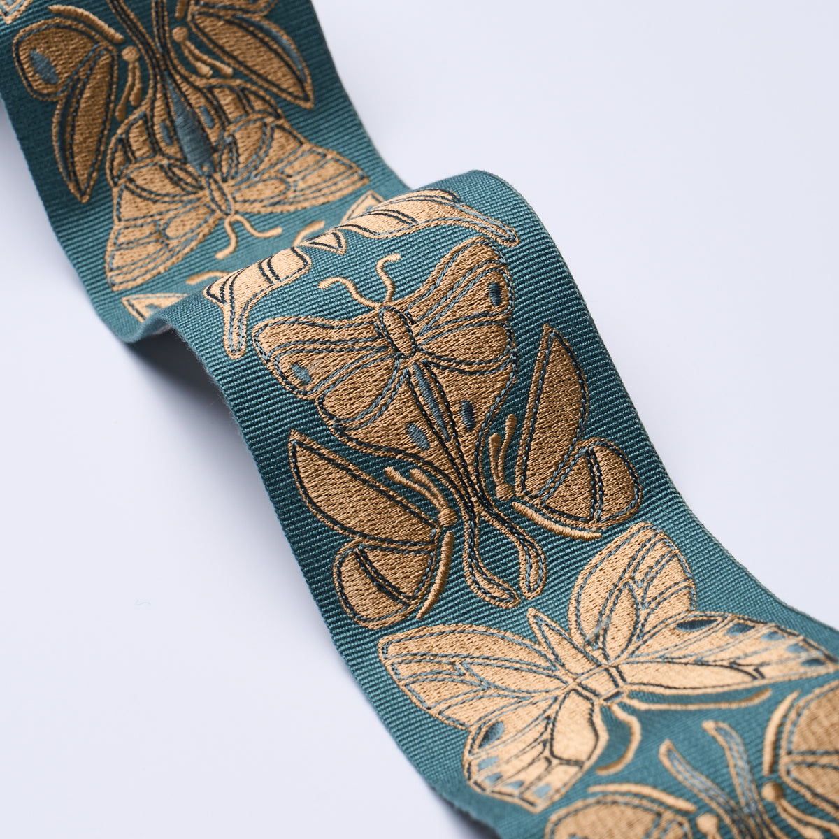 Schumacher 84382 METAMORPHOSIS TAPE in TEAL & GOLD Trim - CR