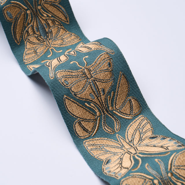 Schumacher 84382 METAMORPHOSIS TAPE in TEAL & GOLD Trim - CR