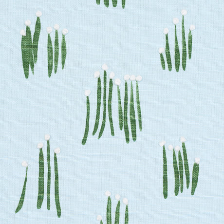 Schumacher 84392 MEADOW BUTTON HAND EMBROIDERY in BLUE Fabri