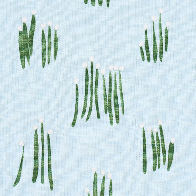 Schumacher 84392 MEADOW BUTTON HAND EMBROIDERY in BLUE Fabri