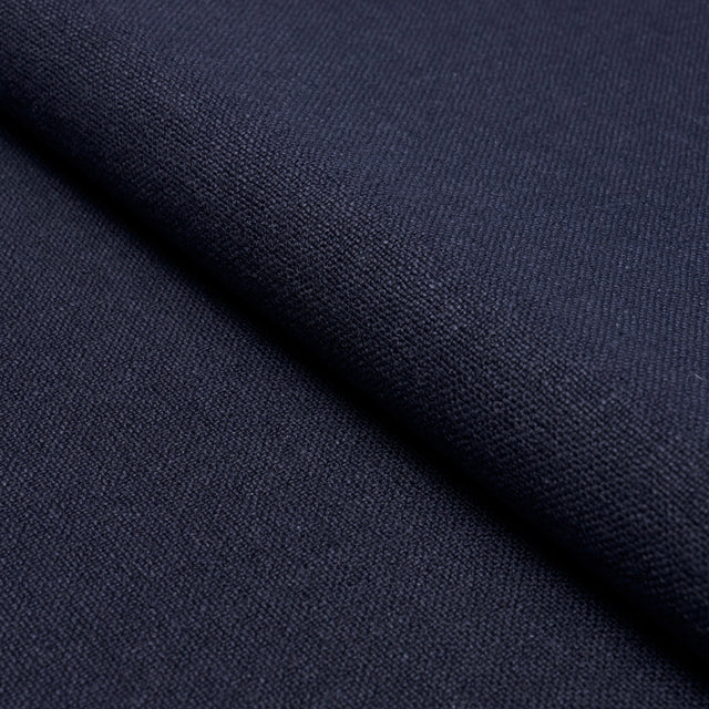 Schumacher Lars Rustic Linen Navy Fabric - Eade's Wallpaper