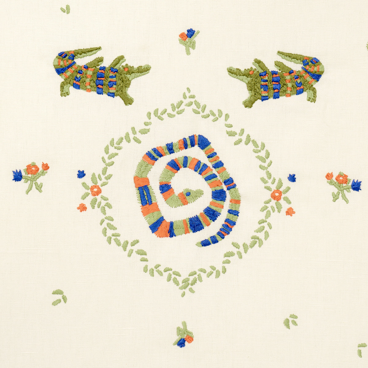 Schumacher 84540 REPTILIA EMBROIDERY in BRIGHT MULTI ON IVOR