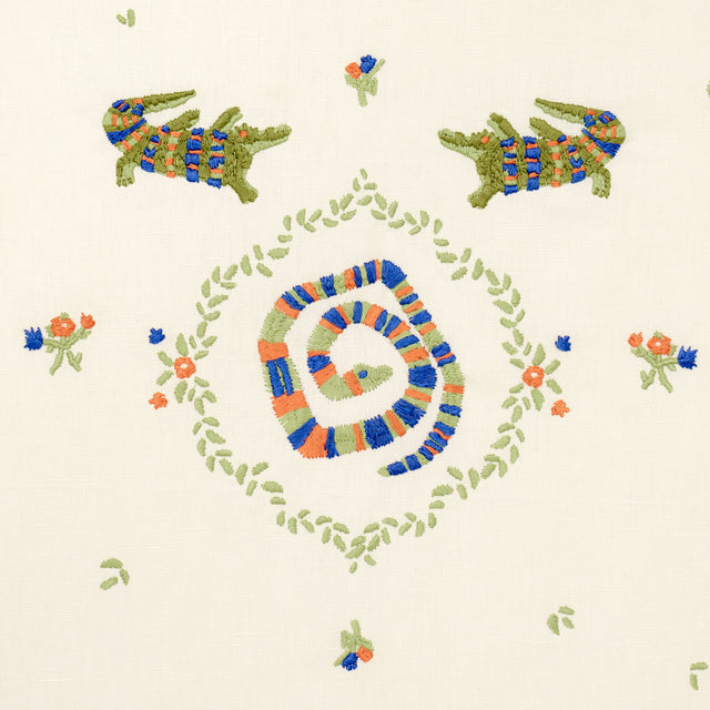 Schumacher 84540 REPTILIA EMBROIDERY in BRIGHT MULTI ON IVOR