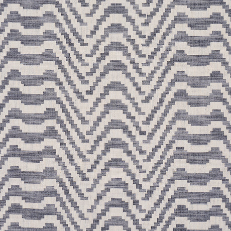 Schumacher 84640 STEPPED CHEVRON in INDIGO Fabric - ORPHEUM