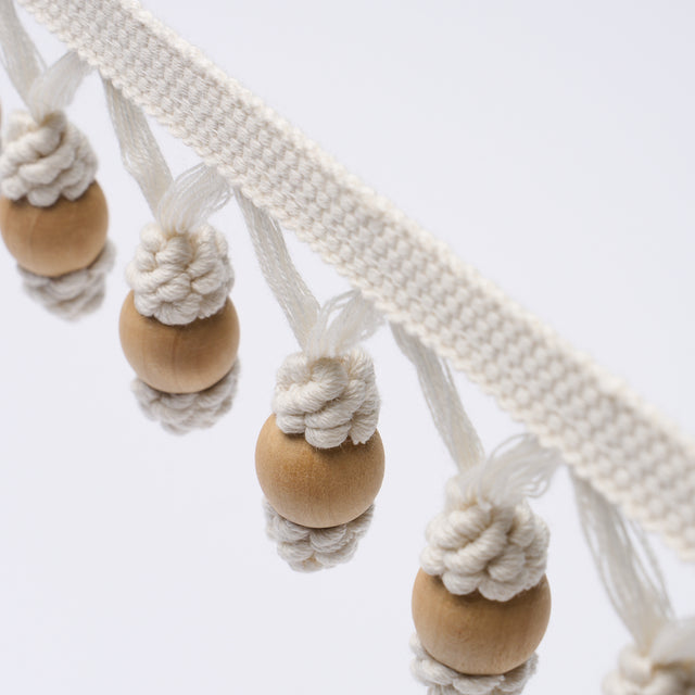 Schumacher 84700 WOODEN BALL FRINGE in IVORY Trim - ASHBURY
