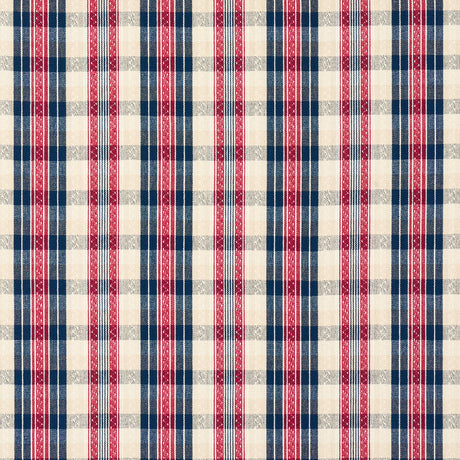 Schumacher 84720 FONDA HAND WOVEN PLAID in ROUGE & NAVY Fabr