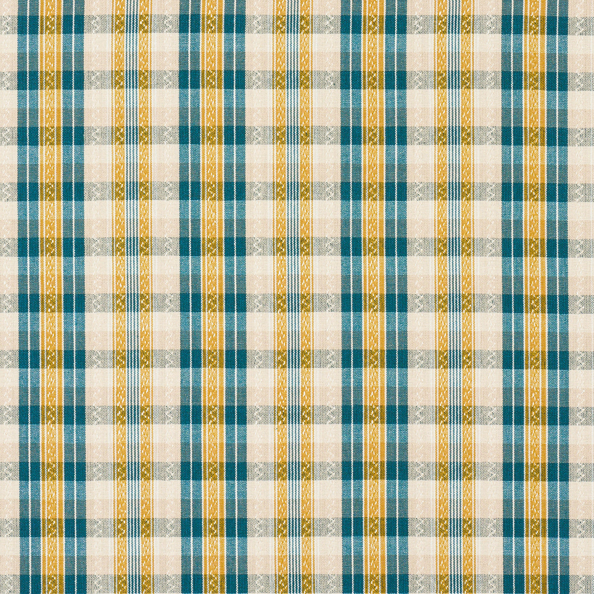 Schumacher 84722 FONDA HAND WOVEN PLAID in TEAL & CITRON Fab