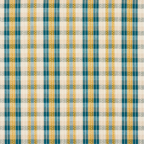 Schumacher 84722 FONDA HAND WOVEN PLAID in TEAL & CITRON Fab