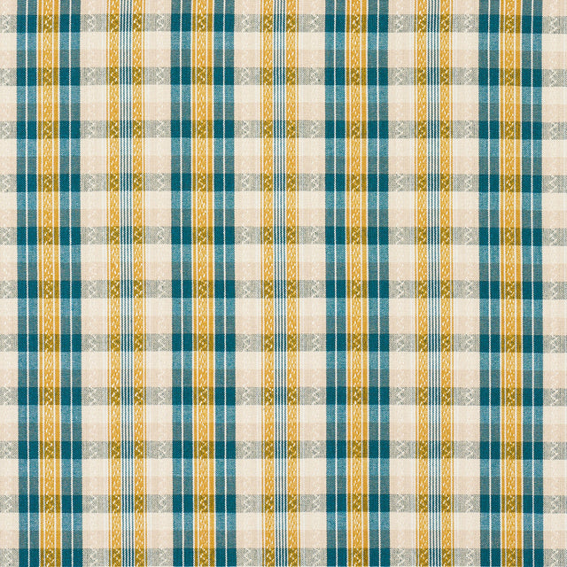Schumacher 84722 FONDA HAND WOVEN PLAID in TEAL & CITRON Fab