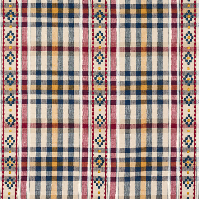 Schumacher 84730 HUTTON HAND WOVEN CHECK in ROUGE & NAVY Fab