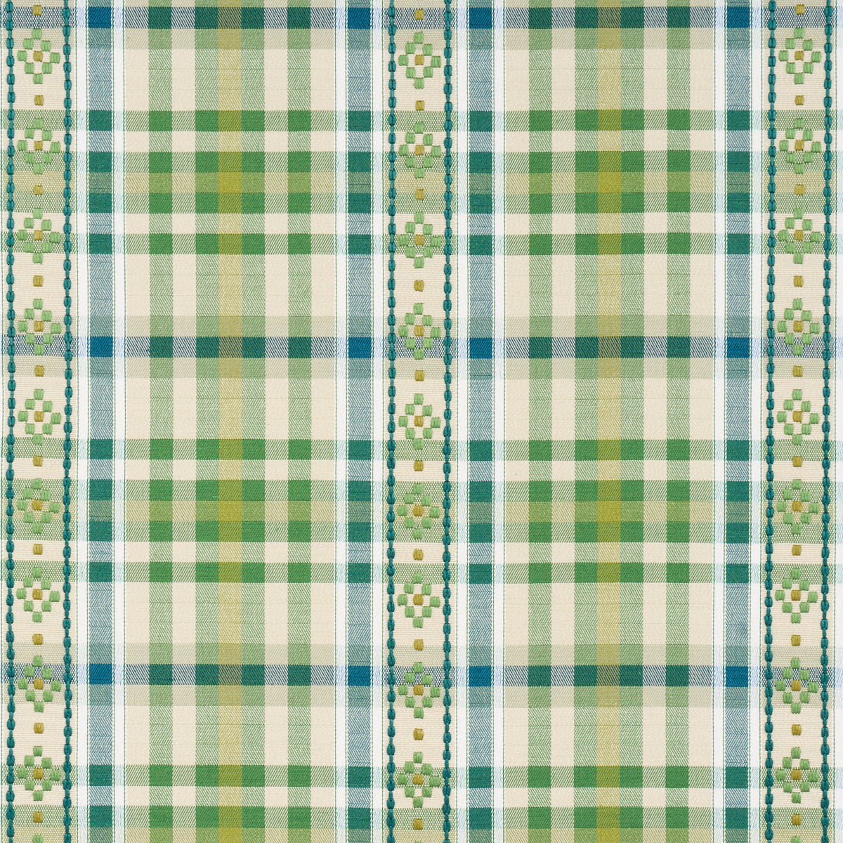 Schumacher 84731 HUTTON HAND WOVEN CHECK in LEAF Fabric - AS