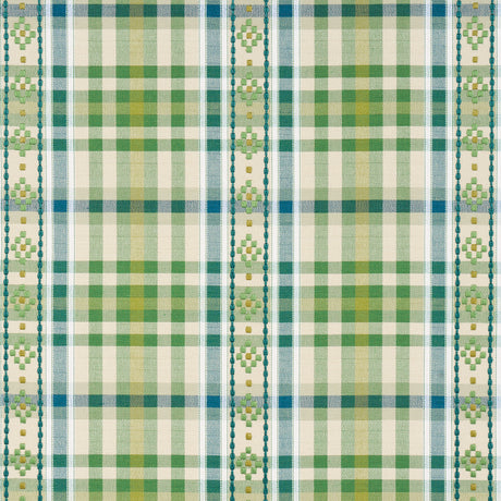 Schumacher 84731 HUTTON HAND WOVEN CHECK in LEAF Fabric - AS