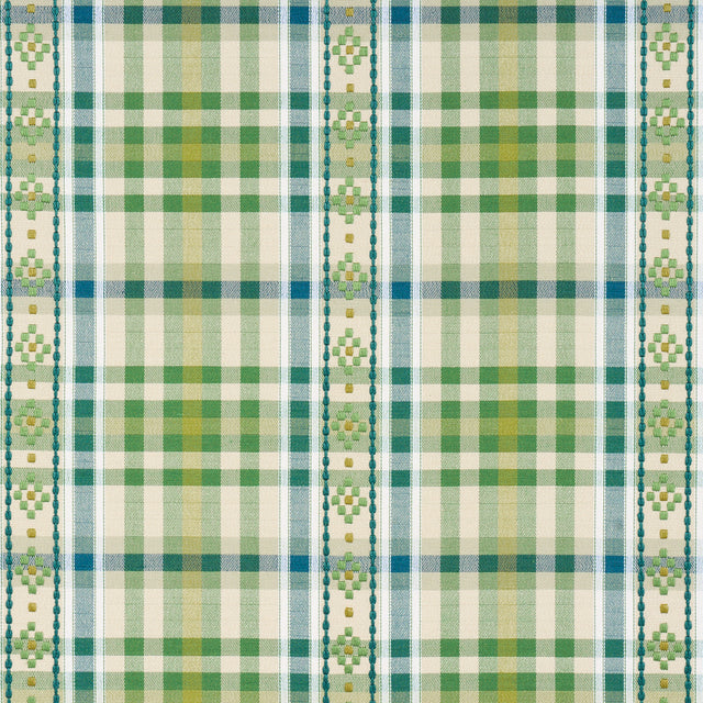 Schumacher 84731 HUTTON HAND WOVEN CHECK in LEAF Fabric - AS