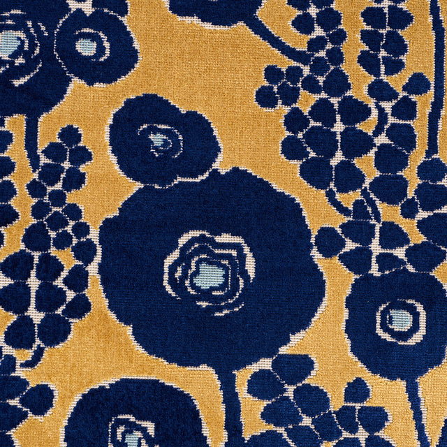 Schumacher 84791 EMELIE VELVET in SAPPHIRE & GOLD Fabric - C