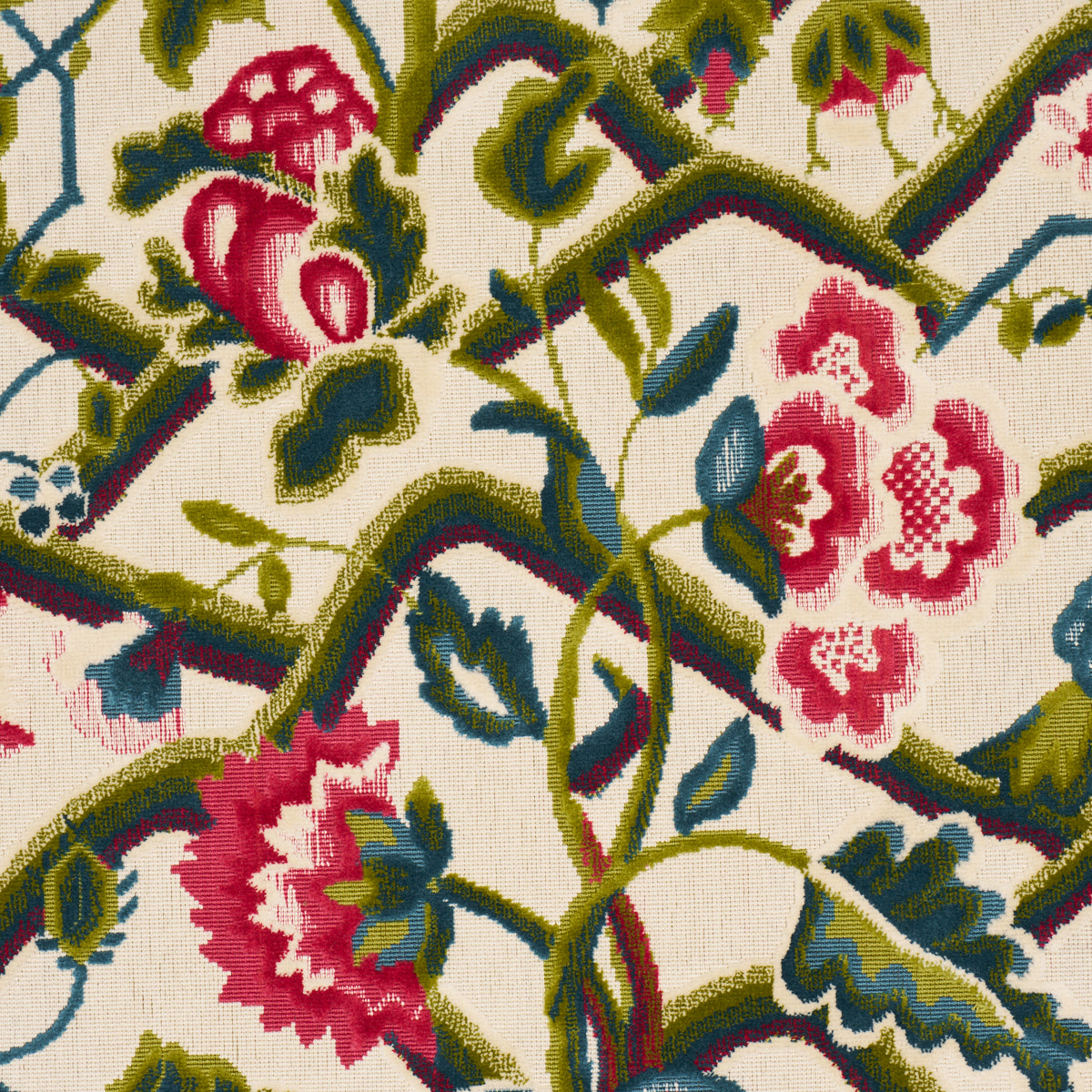 Schumacher 84820 JACOBEAN GARDEN VELVET in MULBERRY & LEAF F