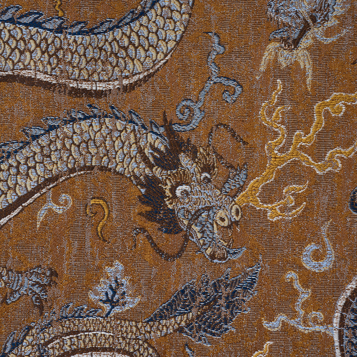Schumacher 85091 SERPENTINE DRAGON in BROWN & BLUE Fabric - 