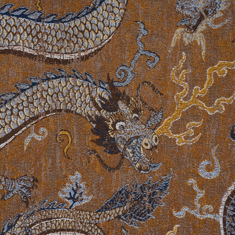 Schumacher 85091 SERPENTINE DRAGON in BROWN & BLUE Fabric - 
