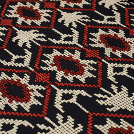 Schumacher 85410 ANDEAN TRIBUTE EMBROIDERY in RUBY MIDNIGHT 