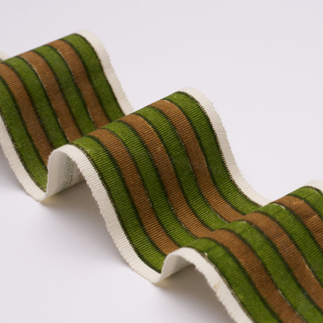 Schumacher 85432 ARYA STRIPE HAND BLOCK TRIM in GREEN Trim -