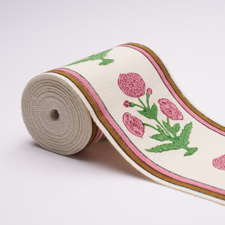 Schumacher 85441 POPPY HAND BLOCK TRIM in PINK Trim - MOLLY 