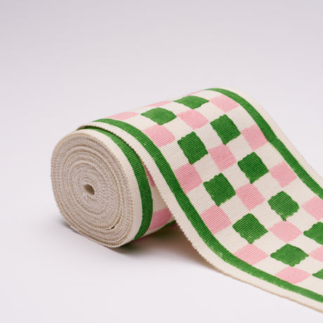 Schumacher 85450 CHEQUER HAND BLOCK TRIM in GREEN Trim - MOL